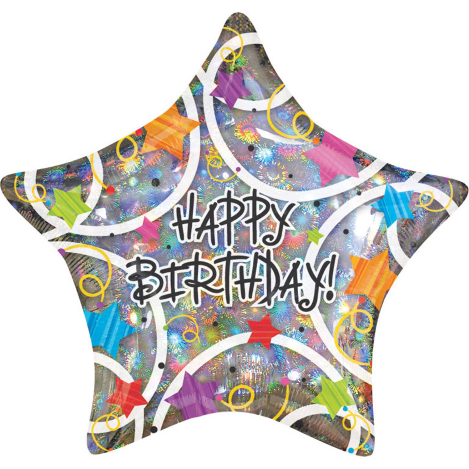 Foil Balloon - Shape - Star - "HAPPY Birthday" - Stars - 45 cm